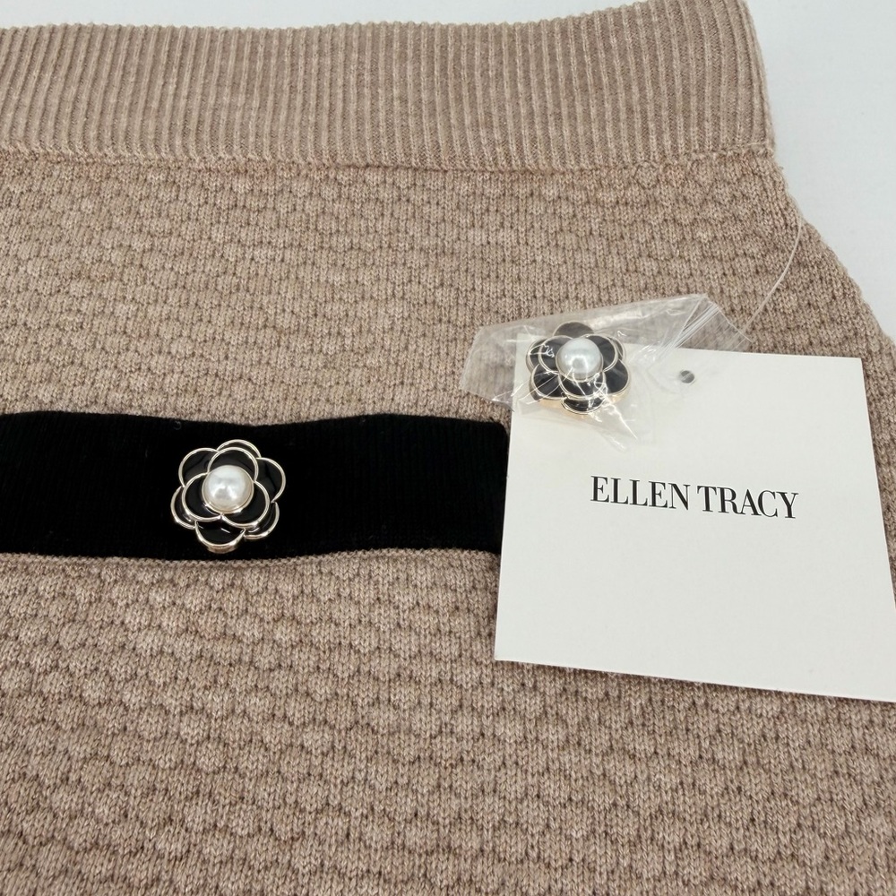NWT Ellen Tracy Seed Stitch Contrast Trim Skirt L - Picture 6 of 7